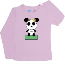Pink Full Sleeve Girls Pyjama - Panda